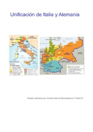 Trabajo Historia: Unificación Italia Y Alemania