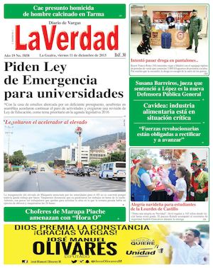 La Guaira, viernes 11 de diciembre de 2015 Año 19 Nº. 5858