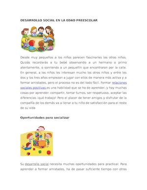 Desarrollo Social En La Edad Preescolar