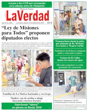 La Guaira, sabado 12 de diciembre de 2015 Año 19 Nº. 5859