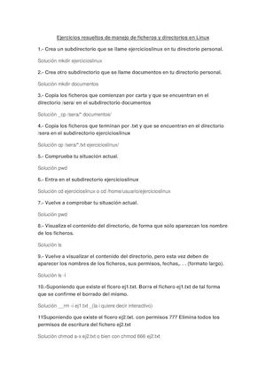 Ejercicios Resueltos De Manejo De Ficheros Y Directorios De Linux