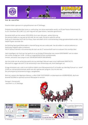 Fc Wolvega Nieuwsbrief 4.5 Dec 2015