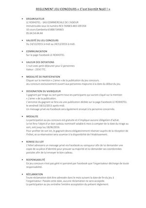 Règlement Jeu Concours