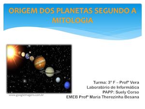 3 F -  Sistema Solar Segundo Mitologia