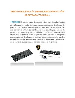 Investigacion De Los Dispositivos De Entrada Y Salida