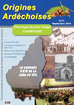 Origines Ardéchoises N°71 septembre 2014