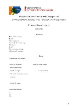 Formulaire Proposition De Stage