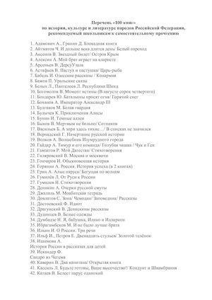 Перечень 100 книг