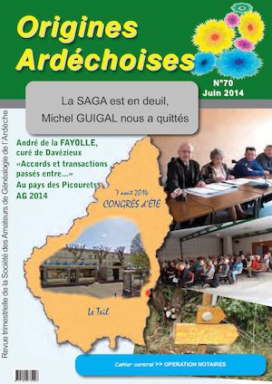 Origines Ardéchoises N°70 Juin 2014