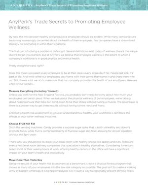 AnyPerk's Trade Secrets To Building An Employee Wellness Program