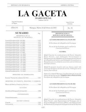 Gaceta No 39 Martes 26 De Febrero De 2002