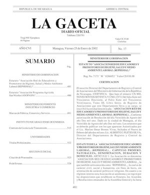 Gaceta No 17 Viernes 25 De Enero De 2002