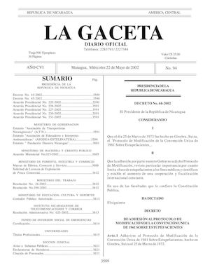 Gaceta No 94 Miércoles 22 De Mayo 2002