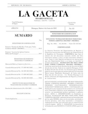 Gaceta No 103 Martes 4 De Junio 2002