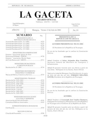 Gaceta No 131 Viernes 12 De Julio 2002