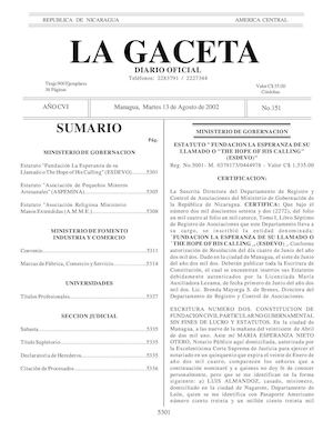 Gaceta No 151 Martes 13 De Agosto De 2002