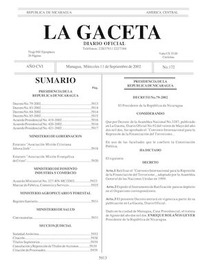 Gaceta No 172 Miércoles 11 De Septiembre 2002