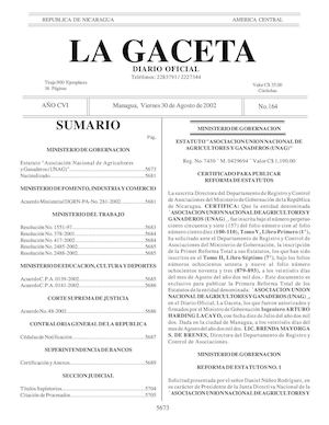 Gaceta No 164 Viernes 30 De Agosto De 2002