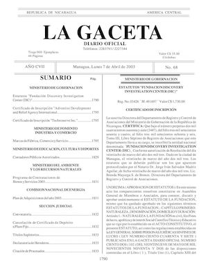 Gaceta No 68 Lunes 7 De Abril 2003