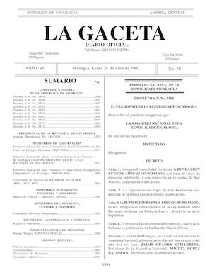 Gaceta No 78 Lunes 28 De Abril 2003