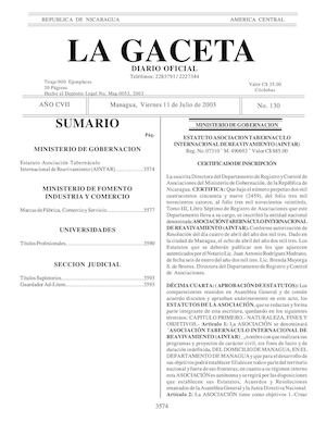 Gaceta No 130 Viernes 11 De Julio 2003