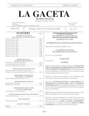 Gaceta No 118 Miércoles 25 De Junio 2003