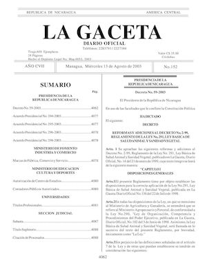Gaceta No 152 Miércoles 13 De Agosto 2003