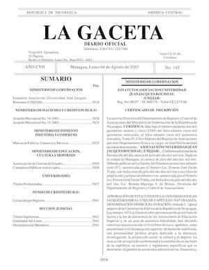Gaceta No 145 Lunes 04 De Agosto 2003