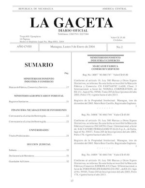 Gaceta No 2 Lunes 5 De Enero 2004