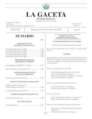 Gaceta No 50 Jueves 11 De Marzo 2004
