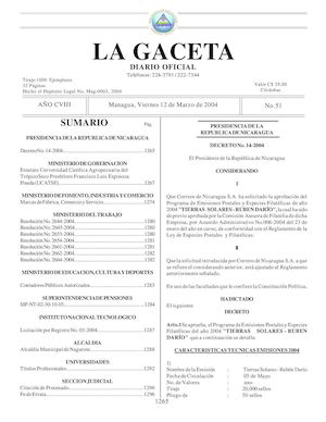 Gaceta No 51 Viernes 12 De Marzo 2004