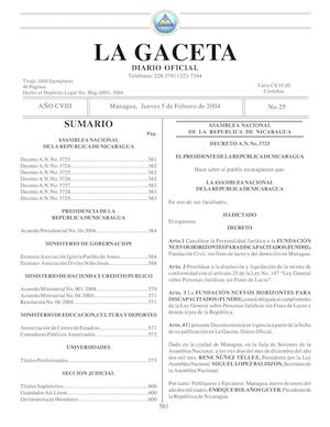 Gaceta No 25 Jueves 5 De Febrero 2004