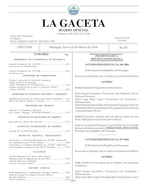 Gaceta No 60 Jueves 25 De Marzo 2004