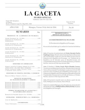 Gaceta No 84 Viernes 30 De Abril 2004