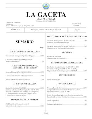 Gaceta No 93 Jueves 13 De Mayo 2004