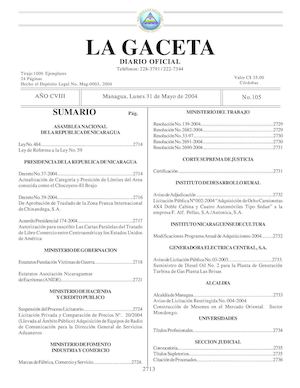 Gaceta No 105 Lunes 31 De Mayo 2004