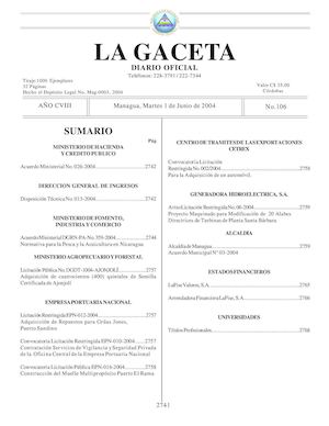 Gaceta No 106 Martes 1 De Junio 2004