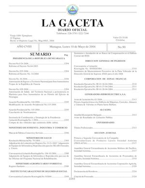 Gaceta No 90 Lunes 10 De Mayo 2004