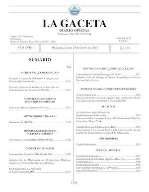 Gaceta No 125 Lunes 28 De Junio 2004