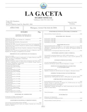 Gaceta No 134 Viernes 9 De Julio 2004