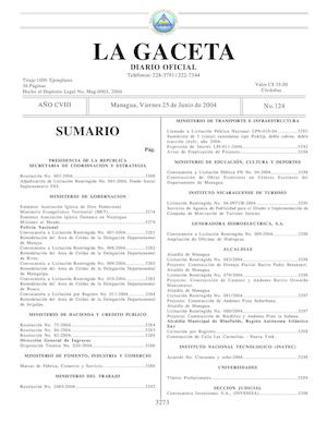 Gaceta No 124 Viernes 25 De Junio 2004