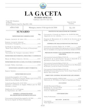 Gaceta No 155 Martes 10 De Agosto De 2004