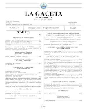 Gaceta No 187 Lunes 27 De Septiembre De 2004