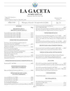 Gaceta No 171 Miercoles 1 De Septiembre De 2004