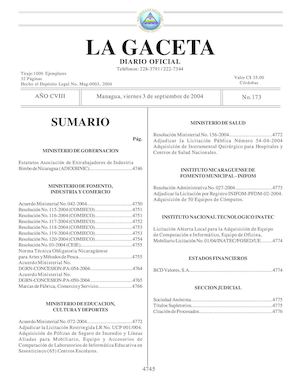 Gaceta No 173 Viernes 3 De Septiembre De 2004