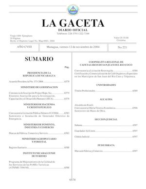 Gaceta No 221 Viernes 12 De Noviembre De 2004