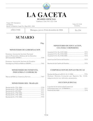 Gaceta No 254 Jueves 30 De Diciembre De 2004