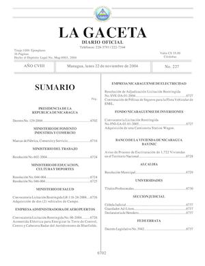 Gaceta No 227 Lunes 22 De Noviembre De 2004