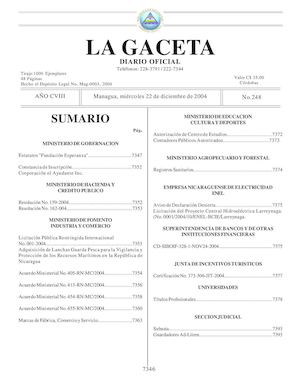 Gaceta No 248 Miercoles 22 De Diciembre De 2004