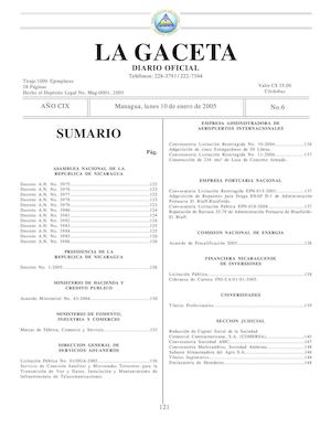 Gaceta No 6  Lunes 10 De Enero De 2005